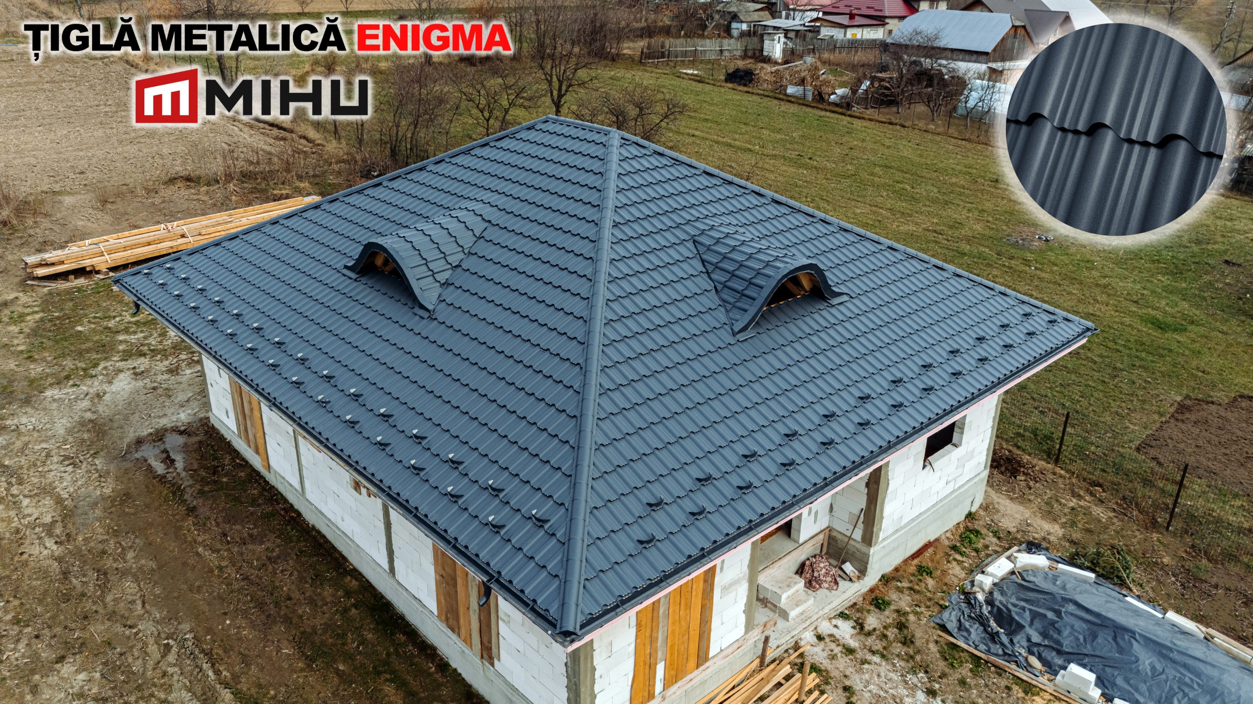 Acoperiş din tablă tip ţiglă metalică Enigma gri