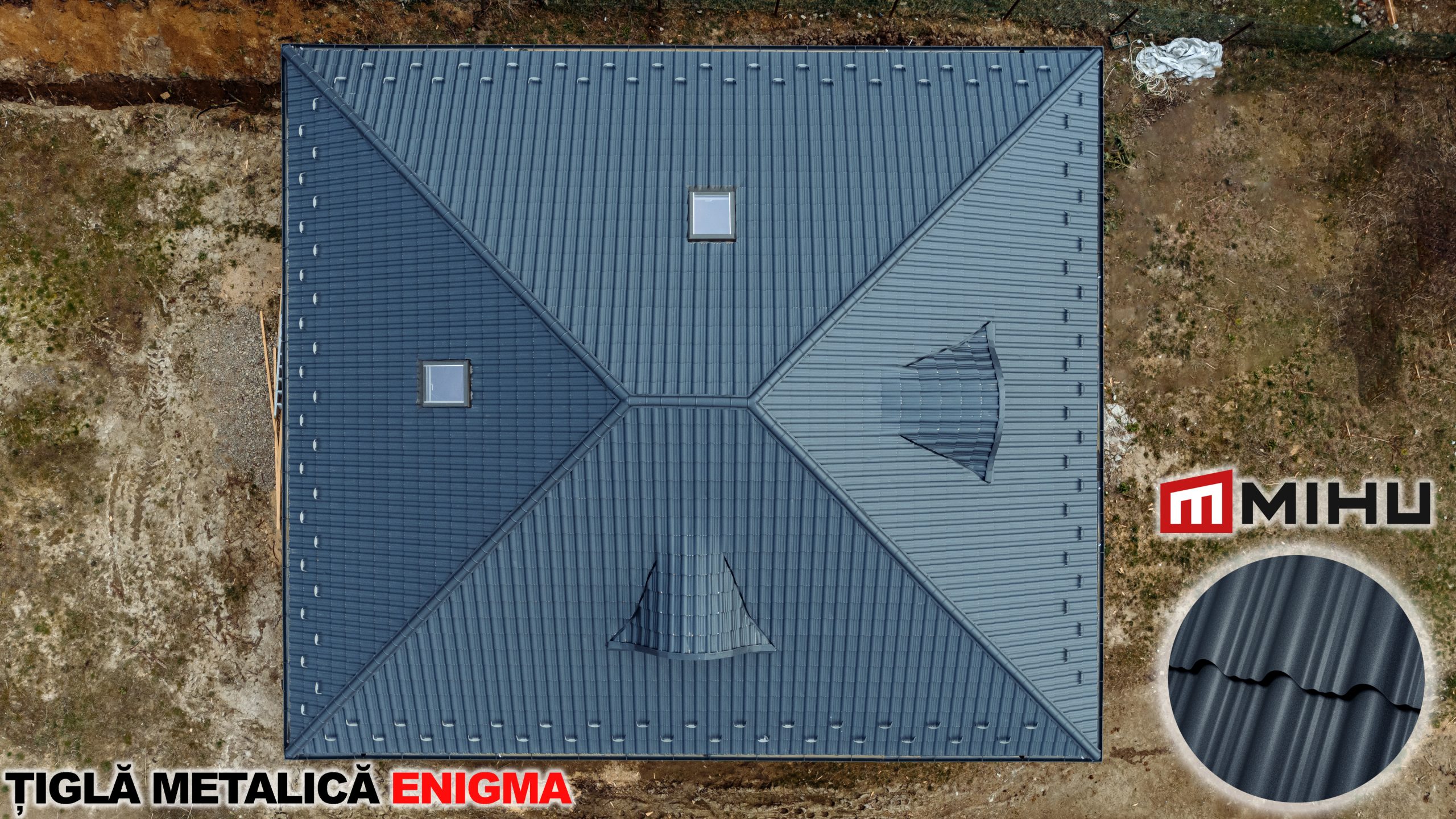Acoperiş din tablă tip ţiglă metalică Enigma gri