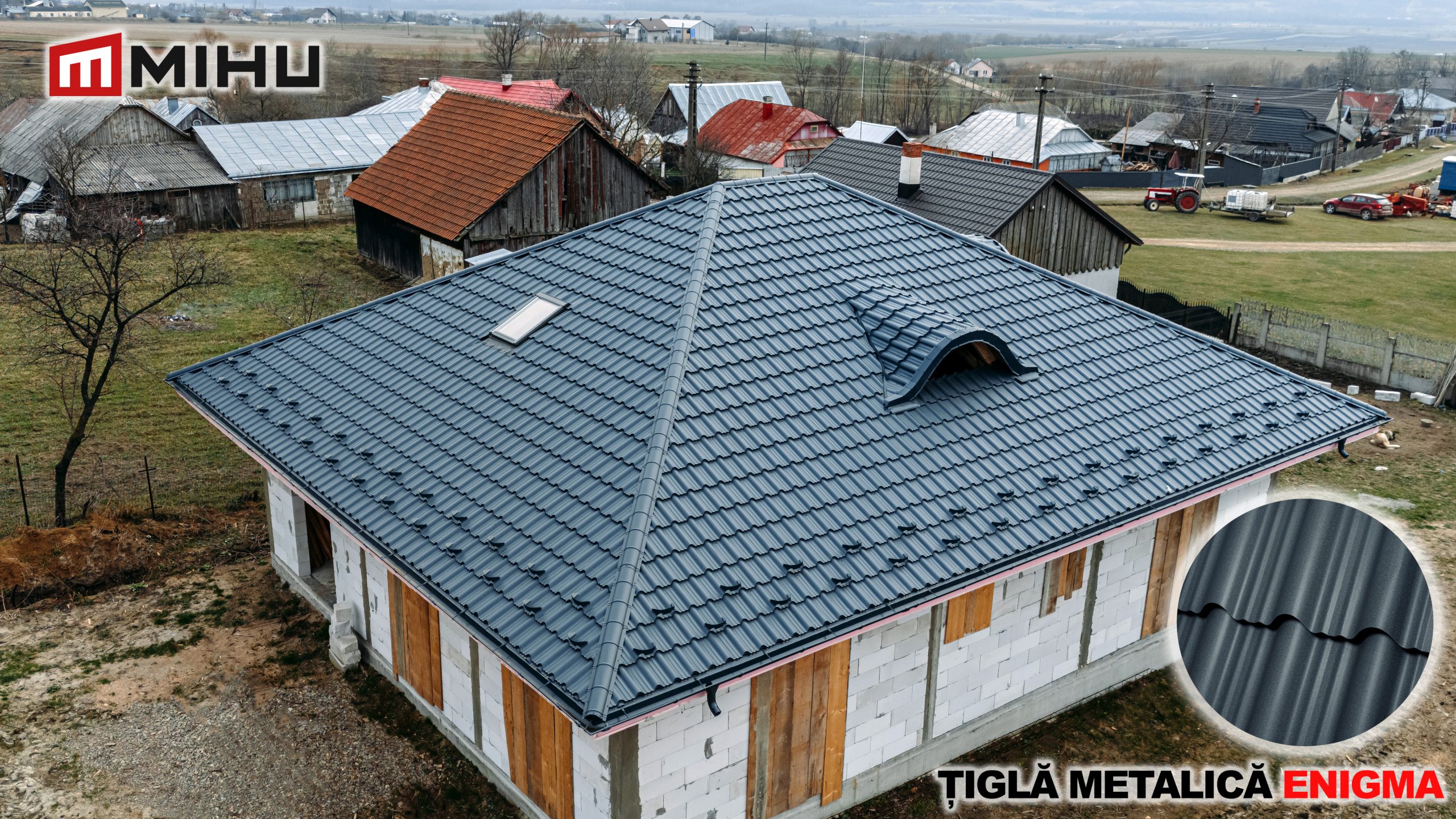 Acoperiş din tablă tip ţiglă metalică Enigma gri